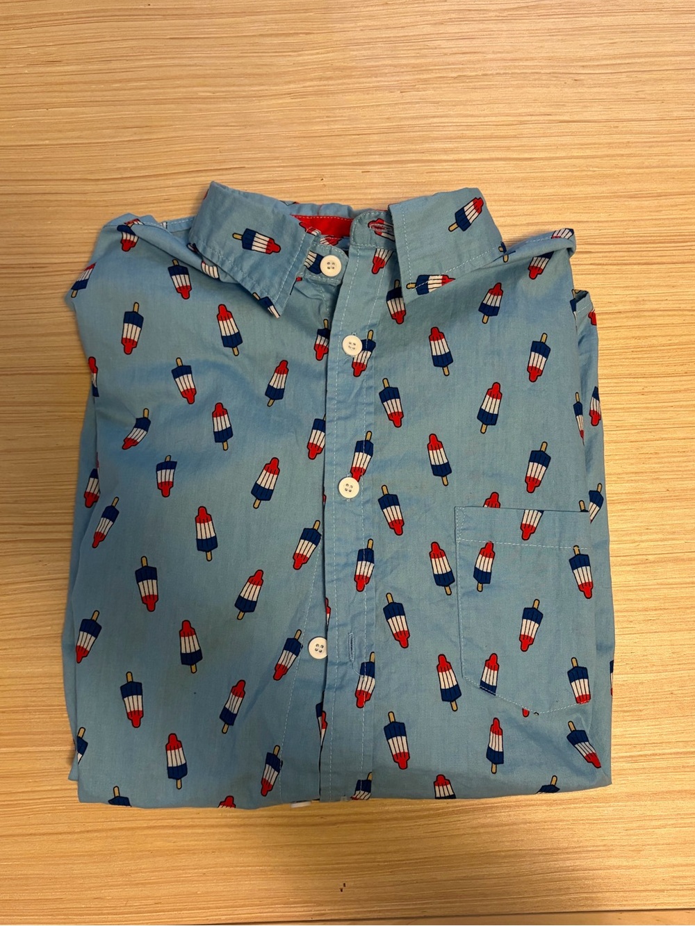 Fifth Sun Blue Bomb Pop Button Down Shirt Men's Medium Patriotic 100% Cotton